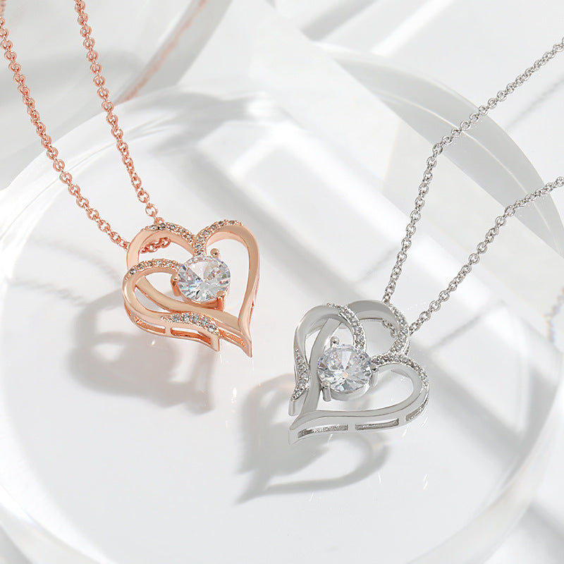 Eros Double Love Zircon Necklace - Kybele